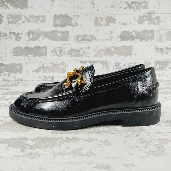 New Steve Madden Karmine Black Leather Slip On Loafers W634 - Picture 1 of 11